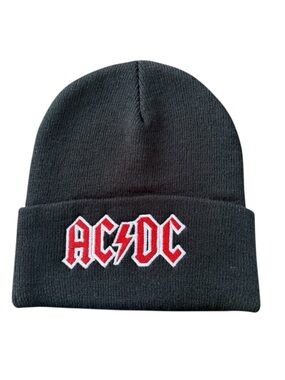 AC/DC Black Beanie Adult Hat Cuffed Winter Toque NEW